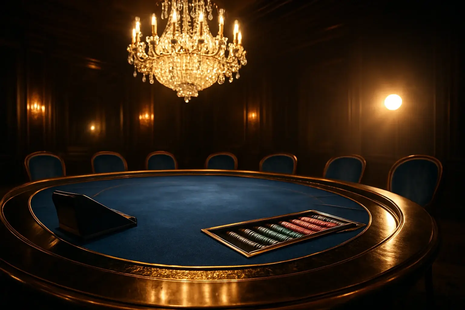 Hyperrealistic wide shot of premium live baccarat studio in the Philippines